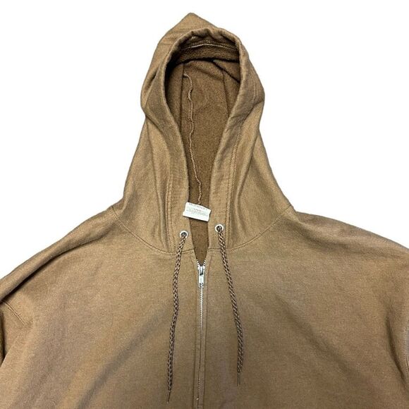 Y2K Russell Athletic Style Full Zip Brown Hooded Sweatshirt Size Large - Picture 2 of 5
